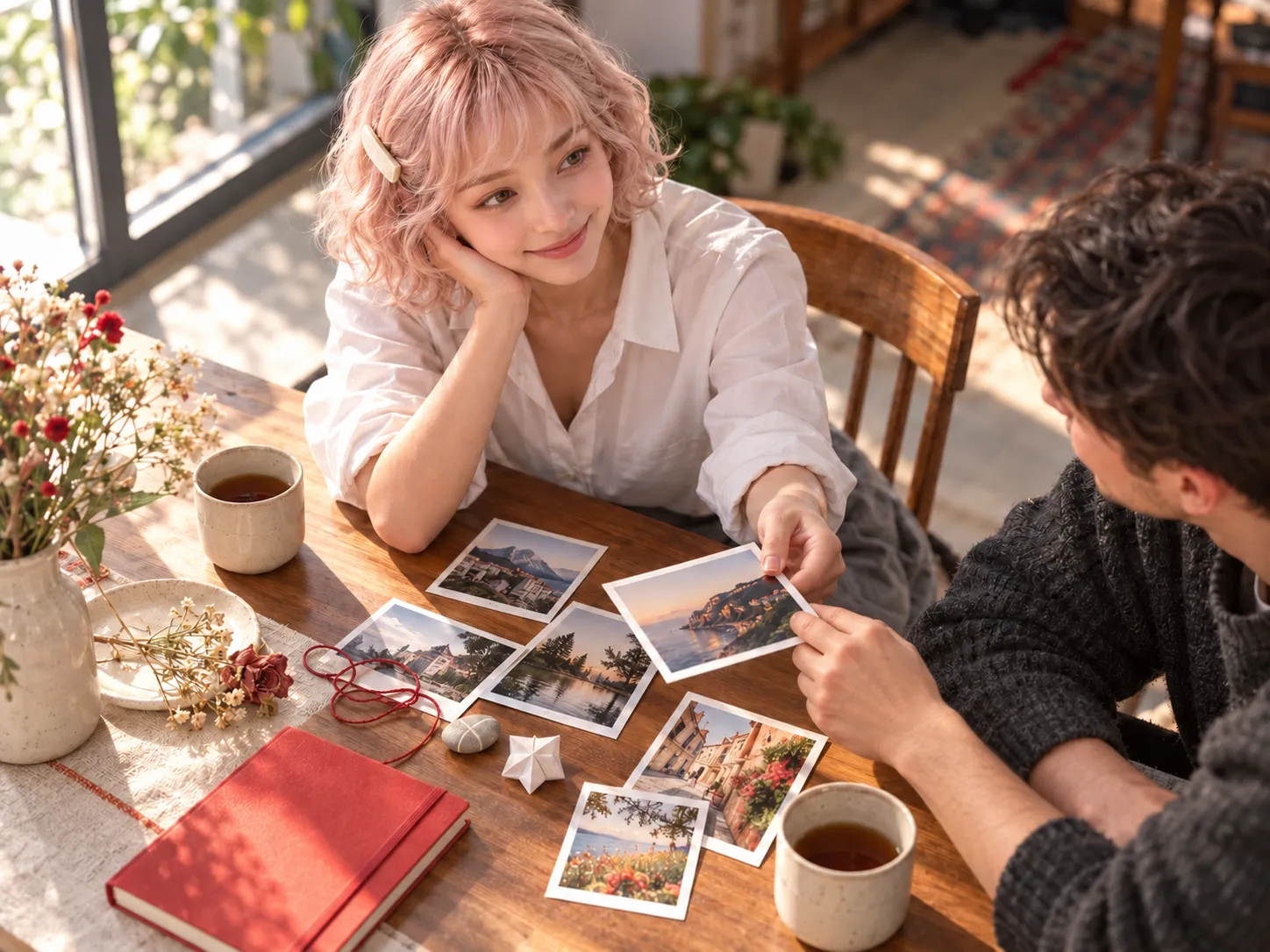 LOVE and a man share a photograph and a remembered moment.